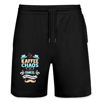 Kaffee Onkel - Stanley/Stella Unisex Bio Joggingshorts Trainer  - Schwarz - Vorne - Nik (191cm) & Marisol (170cm)