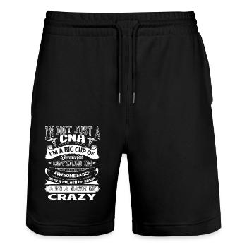 CNA I am Not Just A CNA - Stanley/Stella Trainer Unisex Organic Jogging Shorts - black - Front - Nik (191cm) & Marisol (170cm)