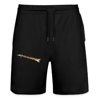 Clarinet Geometric - Stanley/Stella Trainer Unisex Organic Jogging Shorts - black - Front - Nik (191cm) & Marisol (170cm)