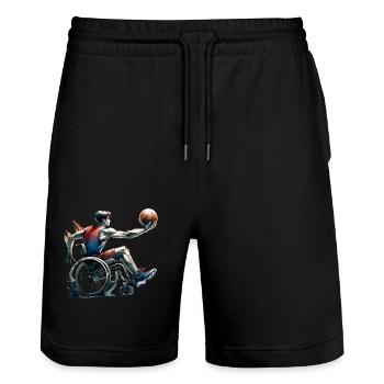 Basketball en fauteuil roulant Basketball en fauteuil roulant - Short de jogging bio TRAINER Stanley/Stella unisexe - noir - Devant - Nik (191cm) & Marisol (170cm)