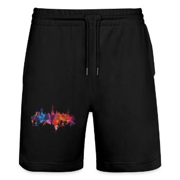Doetinchem - Stanley/Stella Unisex Bio Joggingshorts Trainer  - Schwarz - Vorne - Nik (191cm) & Marisol (170cm)