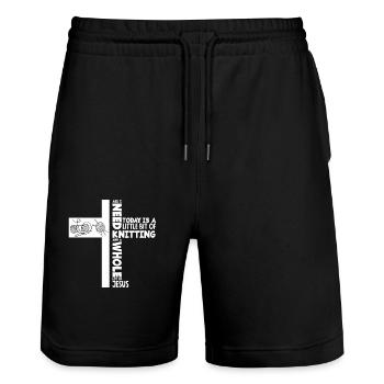 Stricken Und Ein Großes Maß Jesus - Stanley/Stella Unisex Bio Joggingshorts Trainer  - Schwarz - Vorne - Nik (191cm) & Marisol (170cm)