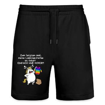 Carnival Birthday Unicorn Funny Gift Comic - Stanley/Stella Trainer Unisex Organic Jogging Shorts - black - Front - Nik (191cm) & Marisol (170cm)