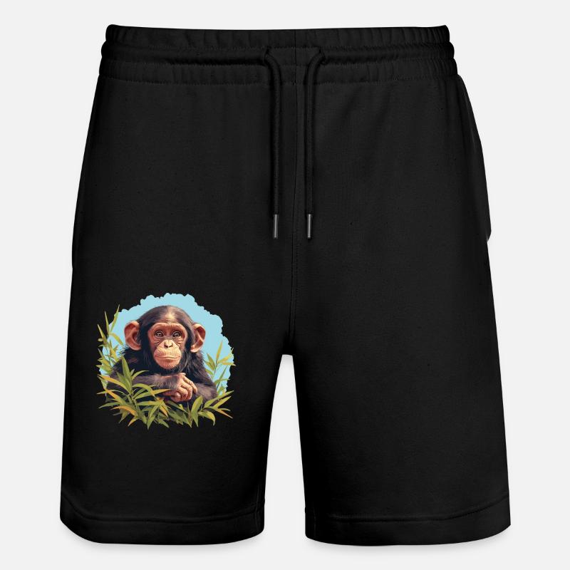 Chimpanzee Schimpansen Schimpanse - Stanley/Stella Trainer Unisex Organic Jogging Shorts - black