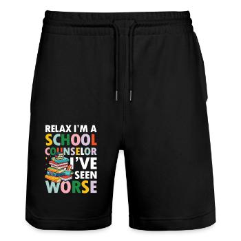 I'm a School Counselor - Stanley/Stella Unisex Bio Joggingshorts Trainer  - Schwarz - Vorne - Nik (191cm) & Marisol (170cm)