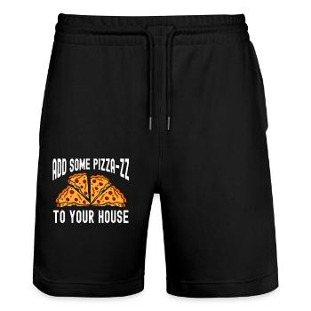 Verleihen Sie Ihrer Hauspizza etwas Pizza-zz - Stanley/Stella Unisex Bio Joggingshorts Trainer  - Schwarz - Vorne - Nik (191cm) & Marisol (170cm)