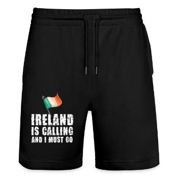 L’Irlande m’appelle et je dois y aller - Short de jogging bio TRAINER Stanley/Stella unisexe - noir - Devant - Nik (191cm) & Marisol (170cm)