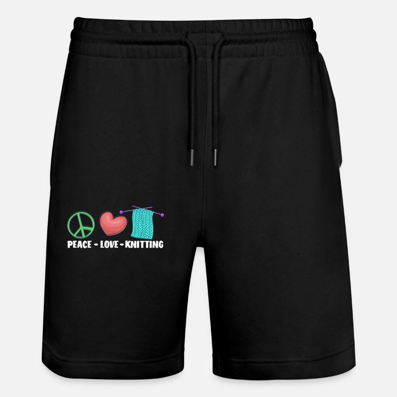 Frieden Liebe Stricken Handarbeit - Stanley/Stella Unisex Bio Joggingshorts Trainer  - Schwarz