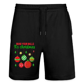 Grab Your Balls It's Christmas Tree Baubles - Stanley/Stella Trainer Unisex Organic Jogging Shorts - black - Front - Nik (191cm) & Marisol (170cm)