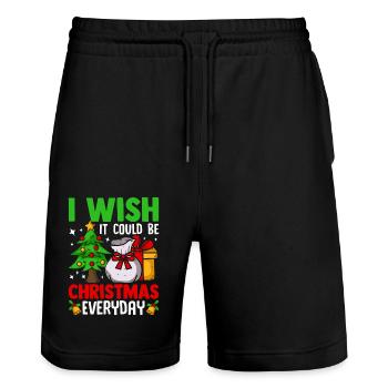 I Wish It Could Be Christmas Everyday Santa Tree - Stanley/Stella Trainer Unisex Organic Jogging Shorts - black - Front - Nik (191cm) & Marisol (170cm)