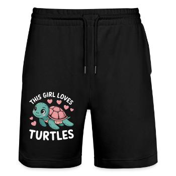 Turtle Saying Funny Turtles Gift - Stanley/Stella Trainer Unisex Organic Jogging Shorts - black - Front - Nik (191cm) & Marisol (170cm)
