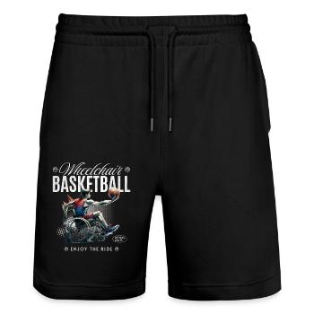 Basketball en fauteuil roulant Basketball en fauteuil roulant - Short de jogging bio TRAINER Stanley/Stella unisexe - noir - Devant - Nik (191cm) & Marisol (170cm)