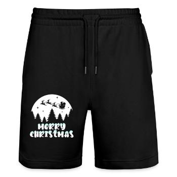 Noël Joyeux Noël Père Noël Renne - Short de jogging bio TRAINER Stanley/Stella unisexe - noir - Devant - Nik (191cm) & Marisol (170cm)