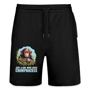 Chimpanzé Schimpansen Schimpanse - Short de jogging bio TRAINER Stanley/Stella unisexe - noir - Devant - Nik (191cm) & Marisol (170cm)