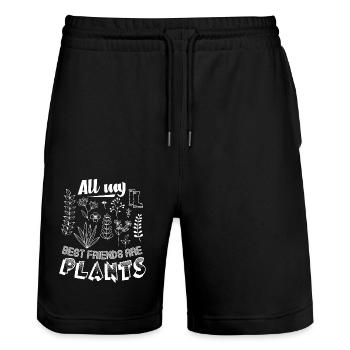 Botanist Best Friends - Stanley/Stella Trainer Unisex Organic Jogging Shorts - black - Front - Nik (191cm) & Marisol (170cm)