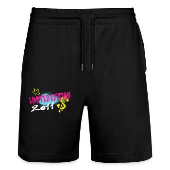 Limited Edition 2011 Geburtstag 2011 Geboren - Stanley/Stella Unisex Bio Joggingshorts Trainer  - Schwarz - Vorne - Nik (191cm) & Marisol (170cm)