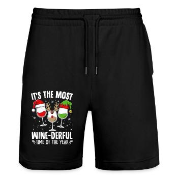 C’est la période la plus viticole de l’année Santa C - Short de jogging bio TRAINER Stanley/Stella unisexe - noir - Devant - Nik (191cm) & Marisol (170cm)