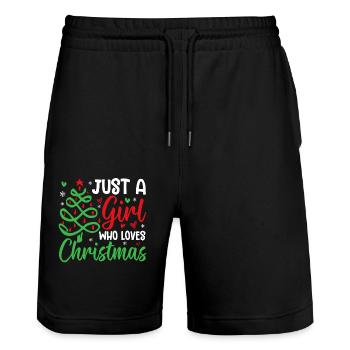 Juste une fille qui aime Noël Sister Holiday - Short de jogging bio TRAINER Stanley/Stella unisexe - noir - Devant - Nik (191cm) & Marisol (170cm)