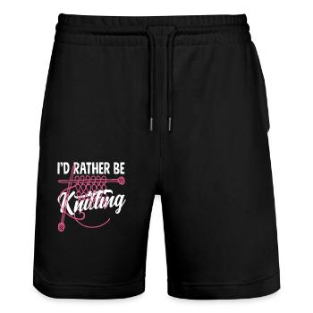 Mieux tricoter qu’autre chose - Short de jogging bio TRAINER Stanley/Stella unisexe - noir - Devant - Nik (191cm) & Marisol (170cm)