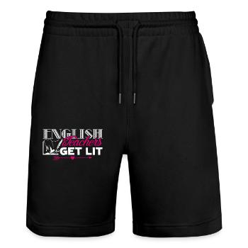 English Teacher Gets Lit - Stanley/Stella Trainer Unisex Organic Jogging Shorts - black - Front - Nik (191cm) & Marisol (170cm)