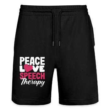 Frieden Liebe Sprachtherapeut Design - Stanley/Stella Unisex Bio Joggingshorts Trainer  - Schwarz - Vorne - Nik (191cm) & Marisol (170cm)