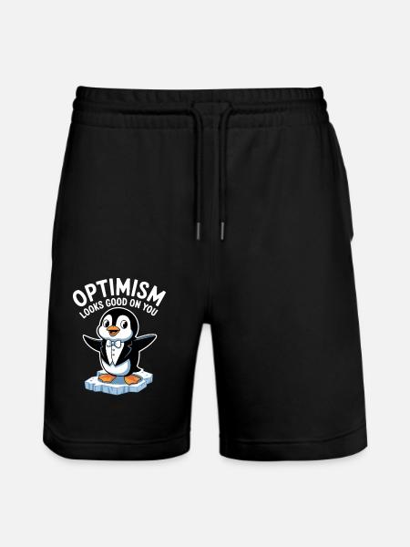 Optimism suits you well Penguin - Stanley/Stella Trainer Unisex Organic Jogging Shorts - black