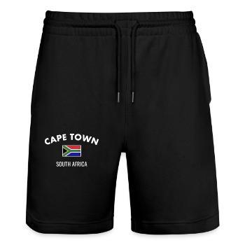 Cape Town South Africa South African Flag - Stanley/Stella Trainer Unisex Organic Jogging Shorts - black - Front - Nik (191cm) & Marisol (170cm)