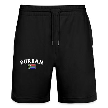 Durban Afrique du Sud Drapeau Afrique du Sud - Short de jogging bio TRAINER Stanley/Stella unisexe - noir - Devant - Nik (191cm) & Marisol (170cm)