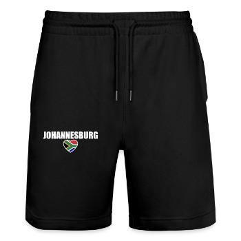 Johannesburg South Africa South African Flag - Stanley/Stella Trainer Unisex Organic Jogging Shorts - black - Front - Nik (191cm) & Marisol (170cm)