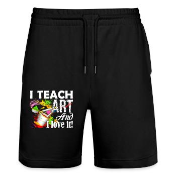 Art Teacher I Teach Art And I Love It - Stanley/Stella Trainer Unisex Organic Jogging Shorts - black - Front - Nik (191cm) & Marisol (170cm)