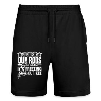 Fishing Have A Short Rod Fishing - Stanley/Stella Trainer Unisex Organic Jogging Shorts - black - Front - Nik (191cm) & Marisol (170cm)