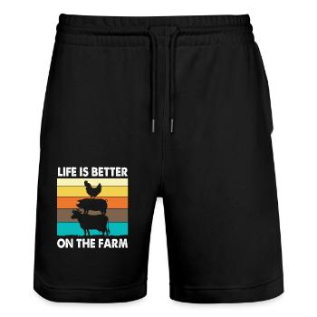 Landwirt Bauer Bäuerin Bauernhof - Stanley/Stella Unisex Bio Joggingshorts Trainer  - Schwarz - Vorne - Nik (191cm) & Marisol (170cm)