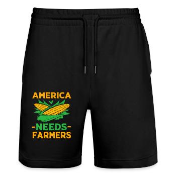 Landwirt Bauer Bäuerin Bauernhof - Stanley/Stella Unisex Bio Joggingshorts Trainer  - Schwarz - Vorne - Nik (191cm) & Marisol (170cm)