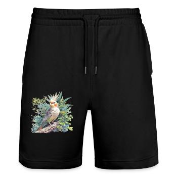 Cockatiel Nymphensittiche Nymphensittich - Short de jogging bio TRAINER Stanley/Stella unisexe - noir - Devant - Nik (191cm) & Marisol (170cm)