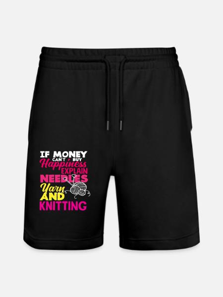 Wool Needles and Knitting Happy - Stanley/Stella Trainer Unisex Organic Jogging Shorts - black