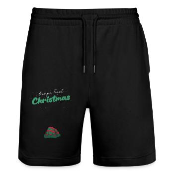 Erster Weihnachtsbauch - Lustige Elfe Baby Schwangerschaft - Stanley/Stella Unisex Bio Joggingshorts Trainer  - Schwarz - Vorne - Nik (191cm) & Marisol (170cm)