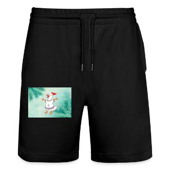 Weihnachtsente im festlichen Pullover Christmas - Stanley/Stella Unisex Bio Joggingshorts Trainer  - Schwarz - Vorne - Nik (191cm) & Marisol (170cm)