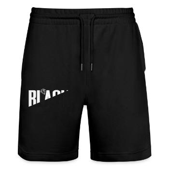 Black Typography Design Black Typography - Stanley/Stella Trainer Unisex Organic Jogging Shorts - black - Front - Nik (191cm) & Marisol (170cm)