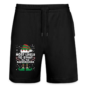Le plus susceptible de commencer toutes les manigances de Noël - Short de jogging bio TRAINER Stanley/Stella unisexe - noir - Devant - Nik (191cm) & Marisol (170cm)