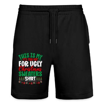 C’est mon c’est trop chaud pour les pulls de Noël moches - Short de jogging bio TRAINER Stanley/Stella unisexe - noir - Devant - Nik (191cm) & Marisol (170cm)