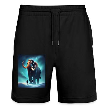 Un mammouth cool et un humain - Short de jogging bio TRAINER Stanley/Stella unisexe - noir - Devant - Nik (191cm) & Marisol (170cm)