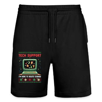 Delete Your Cookies – Funny Christmas Shirt - Stanley/Stella Unisex Bio Joggingshorts Trainer  - Schwarz - Vorne - Nik (191cm) & Marisol (170cm)