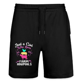 Landwirt Bauer Bäuerin Bauernhof - Stanley/Stella Unisex Bio Joggingshorts Trainer  - Schwarz - Vorne - Nik (191cm) & Marisol (170cm)