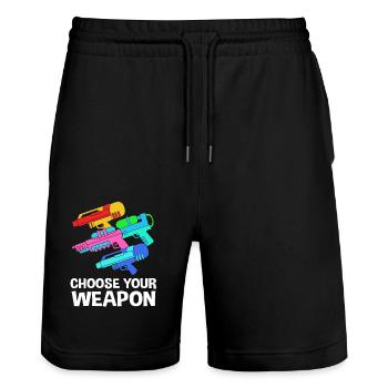 Wasserpistole - Stanley/Stella Unisex Bio Joggingshorts Trainer  - Schwarz - Vorne - Nik (191cm) & Marisol (170cm)