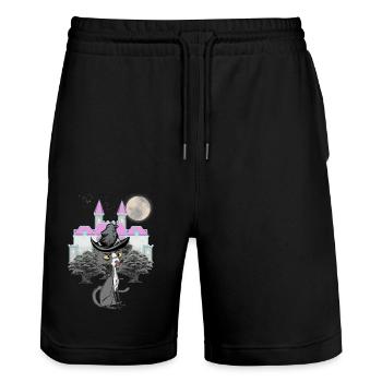 Chat de conte de fées Personnage de conte de fées Les chats évoquent - Short de jogging bio TRAINER Stanley/Stella unisexe - noir - Devant - Nik (191cm) & Marisol (170cm)