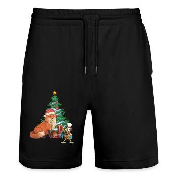 Noël Noël Renard Coq - Short de jogging bio TRAINER Stanley/Stella unisexe - noir - Devant - Nik (191cm) & Marisol (170cm)