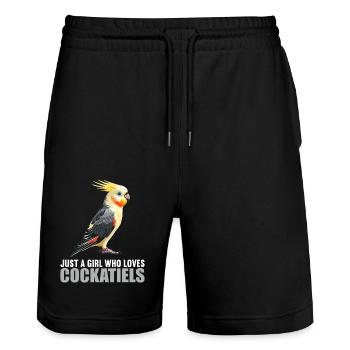 Cockatiel Nymphensittiche Nymphensittich - Stanley/Stella Unisex Bio Joggingshorts Trainer  - Schwarz - Vorne - Nik (191cm) & Marisol (170cm)