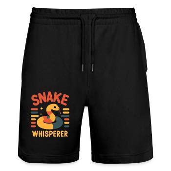 Snake Whisperer 3 - Stanley/Stella Unisex Bio Joggingshorts Trainer  - Schwarz - Vorne - Nik (191cm) & Marisol (170cm)
