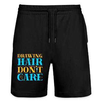 Artist Painter Graphic Drawing Hair Don ́t Care - Stanley/Stella Trainer Unisex Organic Jogging Shorts - black - Front - Nik (191cm) & Marisol (170cm)