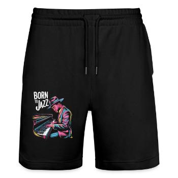 Born for jazz at the piano - Stanley/Stella Trainer Unisex Organic Jogging Shorts - black - Front - Nik (191cm) & Marisol (170cm)